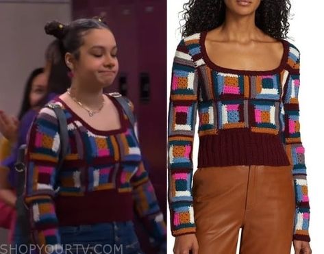 The Villains of Valley View: Season 2 Episode 11 Harley's Crochet Sweater Crochet Disney Sweater, Marvel Cardigan, Villians Of Valley View Amy, Crochet Beetlejuice Cardigan, The Villains Of Valley View, Villains Of Valley View, Channel Outfits, Buy Sweaters, Nickelodeon Shows