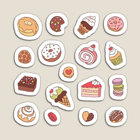 Dessert Stickers, Ipad Customization, Sticker Design Inspiration, Sticker Ideas, Kawaii Stickers, Sweet Desserts, Diy Stickers, Fun Easy, Easy Crafts