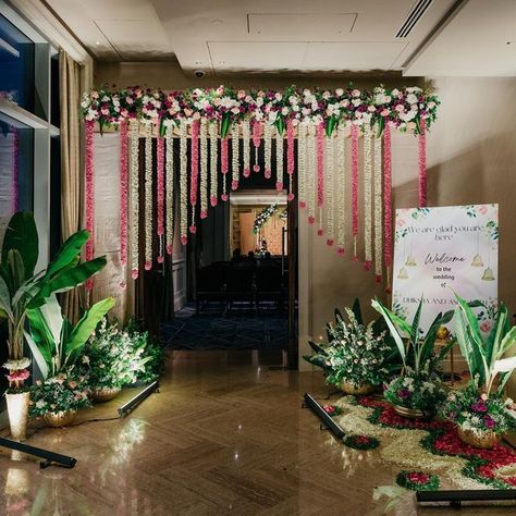 Elevate Your Ceremony with These Flower Gate Ideas Diy Wedding Entrance, Flower Entrance, Traditional Entrance, Flower Gate, Entrance Wedding, Wedding Entry, Entrance Arch, Simple Stage Decorations, Wedding Welcome Board