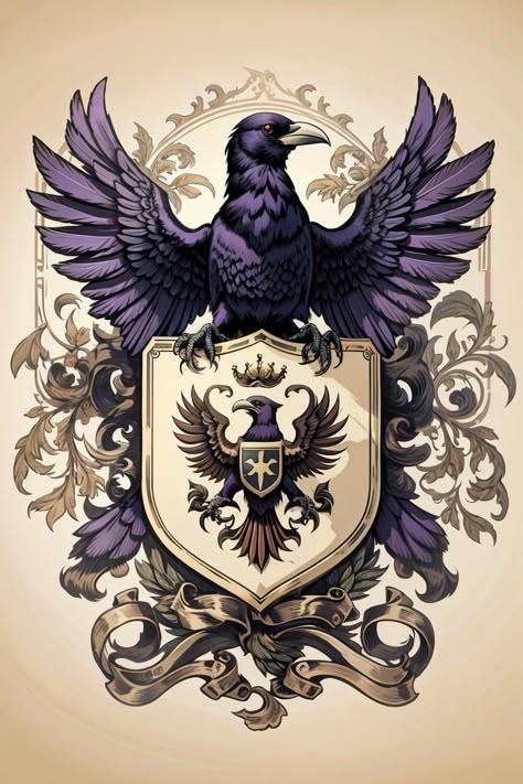 crow crest, sigil Kingdom Symbol Design, Dragon Crest Design, Fantasy Crest Art, Flag Design Ideas Inspiration, Fantasy Crest Design, Fantasy Crest, Crow Symbol, Dragon Crest, Family Crest Symbols