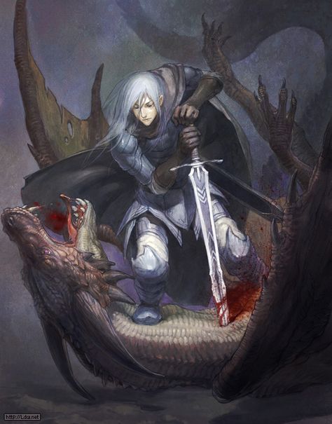 white haired knight White Haired Knight, Anime Knight Guy, Rogue Knight, Dragon And Knight, Medieval Character Design, Blood Dragon, Anime Knight, Advanced Dungeons And Dragons, Demon Lord