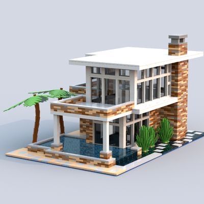 Lego Mansion, Lego Beach, Easy Lego Creations, Lego House Ideas, Lego Bedroom, Lego Furniture, Bangunan Minecraft, Beautiful Villa, Awesome Lego