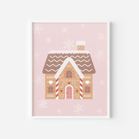 Pastel Christmas Decor, Gingerbread House Christmas, Boho Christmas Decor, Gingerbread Christmas Decor, Christmas Paintings On Canvas, Pink Christmas Decorations, Christmas Tree Painting, Grand Art Mural, Pink Christmas Tree