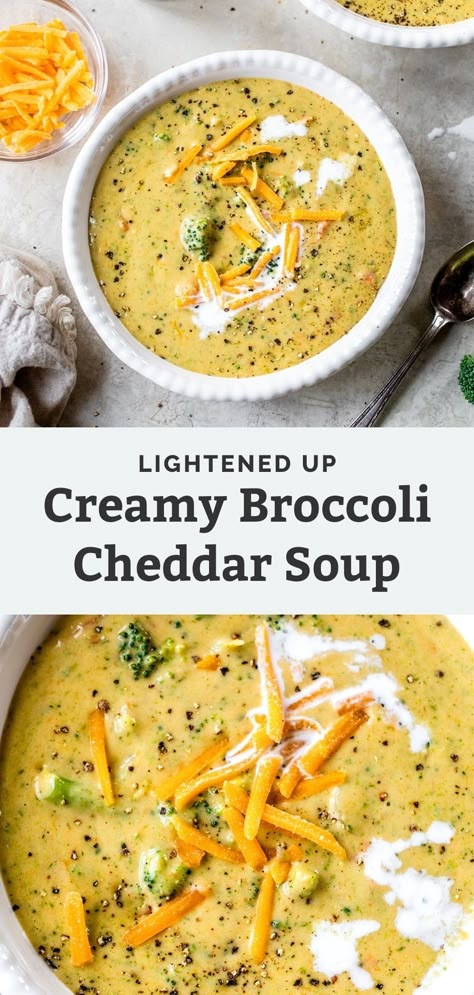 Lightened Up Broccoli Cheddar Soup, Panera Bread Copycat, Easy Broccoli Cheddar Soup, Soup Sunday, Creamy Broccoli Cheddar Soup, Cheddar Soup Recipe, Broccoli Cheddar Soup Recipe, Cold Weather Comfort Food, Diner Party