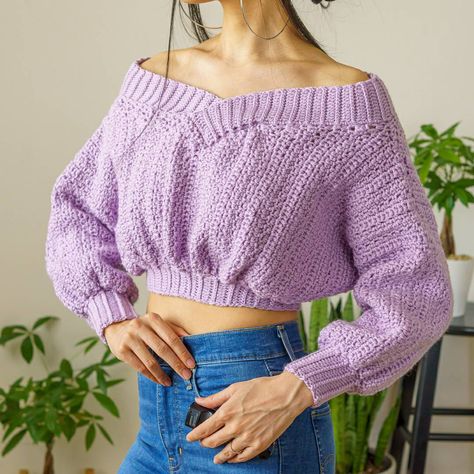 Crochet Off Shoulder Top, Off The Shoulder Jumper, Yarn Weights, Jumper Pattern, Trendy Sweater, Crochet Jumper, Jumper Patterns, Crochet Cable, Trendy Sweaters