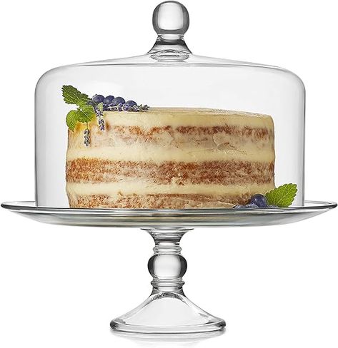 Amazon.com | Libbey 55782 Selene 2-Piece Cake Stand with Lid, 13" Elegant Curved Footed Covered Cake Stand and 10.5" Versatile Clear Cake Holder: Cake Stands Covered Cake Stand, Cake Stand With Cover, Clear Cake Stand, Cake Stand With Lid, Clear Cake, Cake Stand With Dome, Cake Holder, Glass Cake, West Seattle