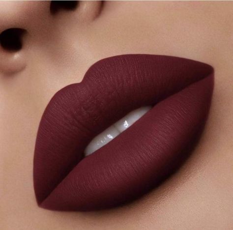 Maroon Red Lipstick, Maroon Lipstick Makeup, Lip Tattoo Ideas, Lipstick Makeup Looks, Tattoos Lips, Lipstick Nails Shape, Lip Aesthetic, Maroon Makeup, Maroon Lips