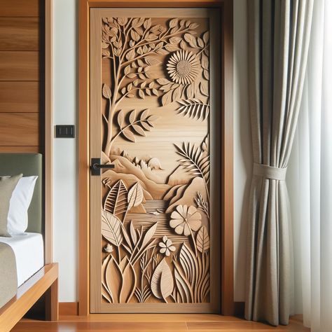 19 Exciting Ways to Elevate Your Bedroom Door Décor Elegant Doors Interior Design, Unique Bedroom Doors, Modern Indoor Doors, Wallpaper Door Ideas, Bathroom Door Wallpaper, Interior Door Decor, Bedroom Door Ideas, Bedroom Door Decor, Boho Door