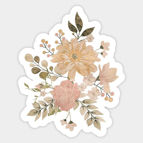 Grab this cute vintage flower design for a cottagecore lover. Vintage | retro design with a cottagecore aesthetic perfect for anyone who loves roses. Vintage flowers, which makes a great gift idea for someone who's into cottagecore. With a vintage themed design that has taken inspiration from nature, this will remain a staple in your wardrobe for years to come. -- Choose from our vast selection of stickers to match with your favorite design to make the perfect customized sticker/decal. Perfect t Aesthetic Journal Sticker Printable Vintage, Journal Printables Stickers Aesthetic Vintage Flowers, Vintage Aesthetic Stickers Flowers, Vintage Theme Stickers, Vintage Leaves Stickers, Cute Vintage Stickers, Sticker Art Aesthetic, Retro Flowers Aesthetic, Aesthetic Stickers Flowers