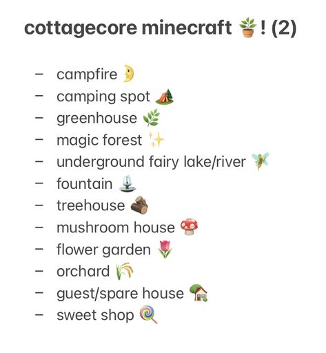 credit to @justacloudyday Minecraft Village Checklist, Minecraft Town Checklist, Minecraft World Checklist, Minecraft Building List, Minecraft List Of Things To Build, Minecraft Building Ideas List, Minecraft Checklist, Minecraft Houses Blueprints Layout, Things To Do In Minecraft