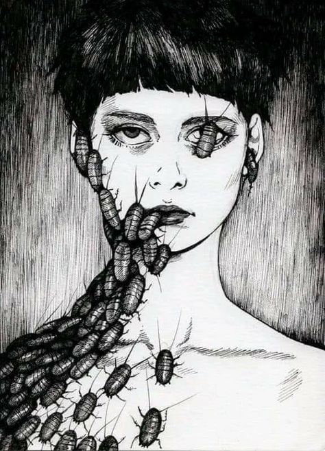 Expressive Portraiture, Nail Vibes, Creepy Drawings, Arte Grunge, Japanese Horror, Junji Ito, Cat Air, Dark Art Illustrations, Arte Sketchbook