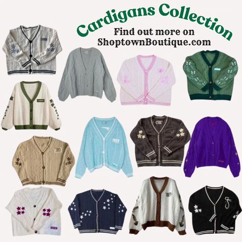 Fall = cardigan szn ✨🍂 Here we unveil our exclusive collection of Taylor Swift-inspired cardigans 💫 Order now from Shoptown Boutique! Run, don’t walk!!! 25% OFF discount for the first ten ones!! Use code: TTPD25 What is your favorite era/cardigan? Comment down below and let us know! ❤️👇 #TaylorSwift #Cardigan #Evermore #Folklore #midnights #TSTheErasTour #TaylorNation #taylorswiftmerch #swiftieforever #1989Era #redtv #swiftiemerch #erastouroutfits #taylorsversion #swifttok Folklore Cardigan, Swiftie Merch, Evermore Folklore, Fall Cardigan, What Is Your Favorite, Exclusive Collection, Aesthetic Clothes, Order Now, Taylor Swift