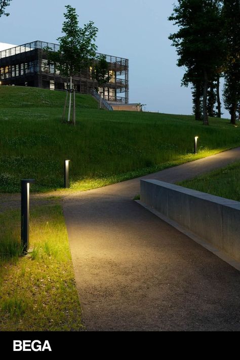 Light Building, Bollard Lighting, Pathway Lighting, Path Lights, Forest Landscape, Beautiful Hotels, External Lighting, Landscape Lighting, Street Light