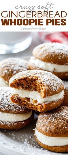 Gingerbread Whoopie Pies, Whoopie Pie Recipe, Soft Gingerbread Cookies, Carlsbad Cravings, Whoopie Pie, Mince Pie, Oreo Dessert, Whoopie Pies, Holiday Desserts