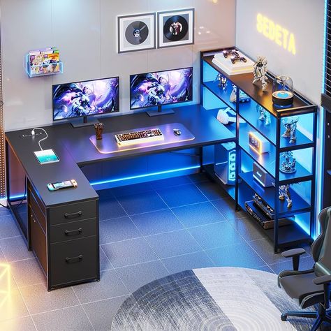 U Shaped Office Desk, U Shaped Gaming Desk, Small Room Desk, Corner Gaming Desk, L Shaped Desk With Storage, L Shaped Gaming Desk, Cpu Stand, Teenager Bedroom, Shelves Corner