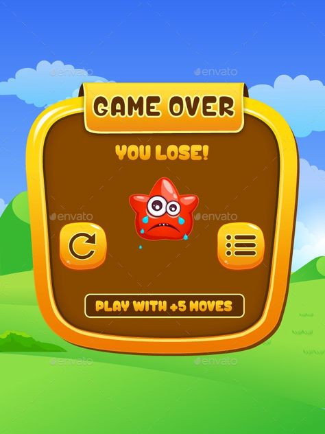 “20: Game Over UI” is published by Christian Grewell in creating immersive worlds Puzzle Game Ui, Monster Puzzle, Game Over Screen, Game 2d, Ui Game, Game Interface, Game Ui Design, Puzzle Games, Game Ui