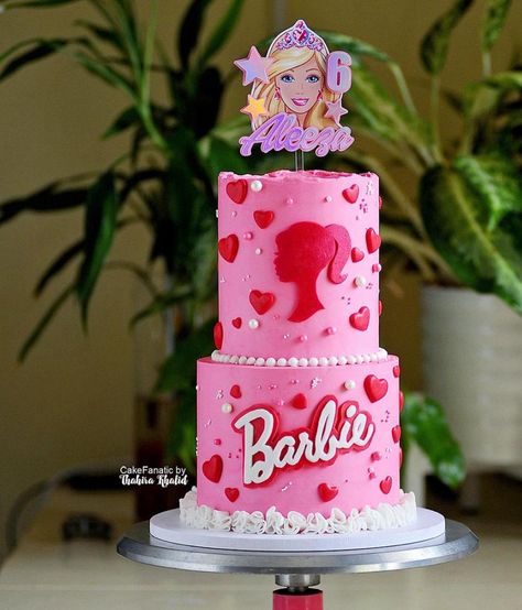 Barbie Themed Birthday Cake, Birthday Cake 2 Tier, Cake 2 Tier, Barbie Birthday Cake, Barbie Theme Party, 2 Tier Cake, Barbie Theme, Barbie Cake, Themed Birthday Cakes