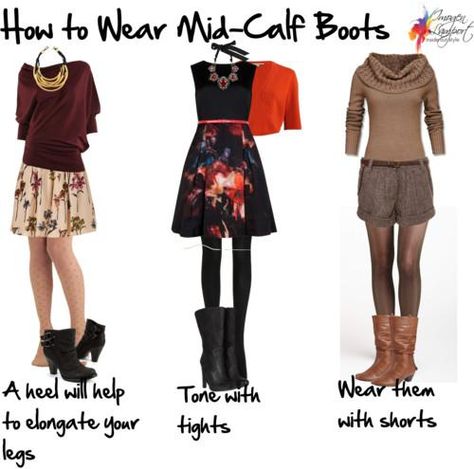 ways to wear boots How To Wear Mid Calf Boots, Mid Calf Boots Outfit, Calf Boots Outfit, Mid Calf Dresses, Boating Outfit, Calf Boots, Casual Fall Outfits, Mid Calf Boots, Boots Outfit