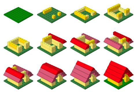 Another example of illustrated instructions on how to make a lego house. House Lego Ideas, Lego Easy House, Cool Lego House Ideas Easy, Easy Lego Houses To Build, How To Build Lego House, Easy Lego House Ideas, Lego Houses Easy, Simple Lego Builds Instructions, Lego Step By Step Instructions