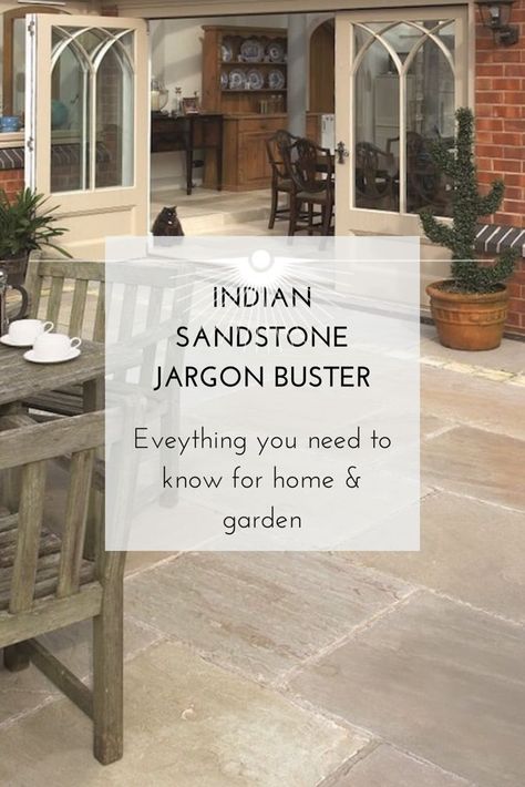 Find out everything you need to know about hand cut, antiques, sawn edge & tumbled sandstone and whether it’s right for your garden landscaping designs. #blogpost #sandstone #flagstone #slab #tiles #flooring #gardening #gardendesign #gardenideas #gardendecor #flooringideas #homedecor #guide #information #helpfultips Sandstone Paving Slabs, Indian Sandstone, Sandstone Paving, Gardening Guide, Paving Slabs, Outside Spaces, Kitchen Floor Tile, Garden Landscape Design, Front Porches