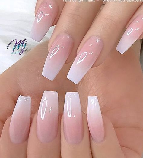 Ongles Rose Pastel, Nails Acryl, Opal Nails, Light Pink Nails, Pink Ombre Nails, Ombre Acrylic Nails, French Tip Acrylic Nails, Coffin Nails Long, Unique Acrylic Nails