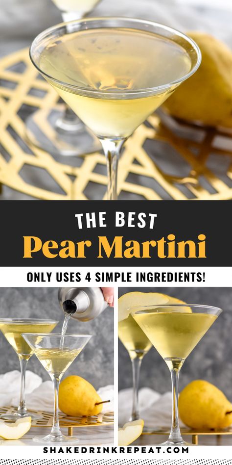 Pear Ginger Martini Recipe, Apple Pear Martini, Pear Liquor Cocktails, Spicy Pear Martini, French Pear Martini, Drinks With Pear Vodka, Cocktails With Pear Vodka, Pear Cocktails Recipe, Prickly Pear Martini