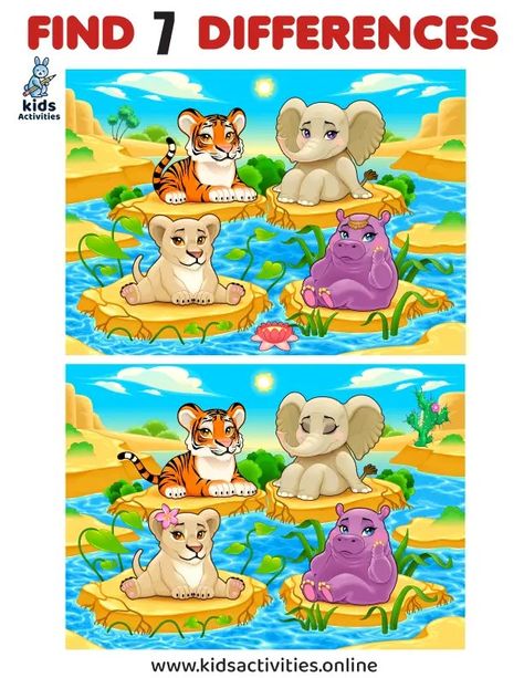 Spot the Differences between Two Pictures Printable Spot The Difference Kids, Spot The Difference Printable, Find The Difference Pictures, Spot The Difference Puzzle, Find The Differences Games, Speaking Activities English, Spot The Difference Games, Printable Math Games, Nursing Home Activities