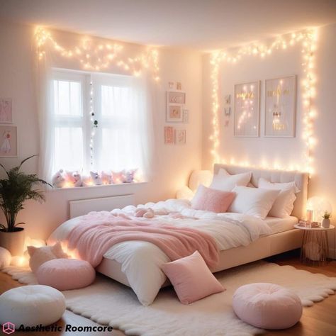 Sofy Aesthetic Room Decor 🌸🌸🌸 #softaesthetic #softroom #softdecor #softbedroom #decor #roomtour #roomdesign #roominspiration #roominspo #decoraddict #cuteroom #cuterooms Room Decor Fairycore, Fairycore Room Decor, Idea Bilik Tidur, Reka Bentuk Bilik Tidur, Fairycore Room, Bedroom Ideas For Small Rooms Cozy, Dream Bedroom Inspiration, Hiasan Bilik Tidur, Cosy Room