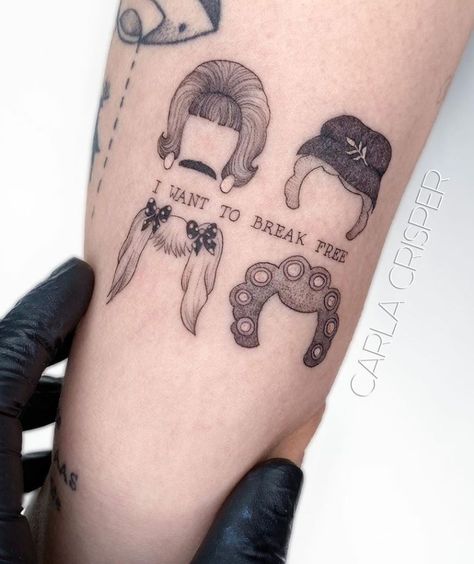 Tattoo Ideas Bands Music, Band Queen Tattoo, Freddy Mercury Tattoos, Rock Inspired Tattoos, Queen Inspired Tattoos, Queen Band Tattoo Ideas, Tattoo Ideas Dance, Queen Tattoo Band, Queen Tattoo Ideas