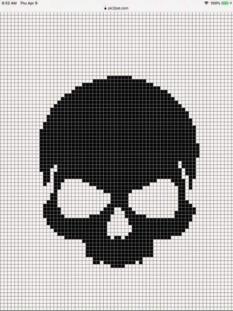 Block Stitch Graphgan, Skull Stitch Pattern, Tapestry Crochet Skull Pattern, Knit Skull Pattern, Skull Alpha Pattern, Pixel Art Skull, Skull Pixel Art, Black And White Pixel Art, Skull Cross Stitch Pattern