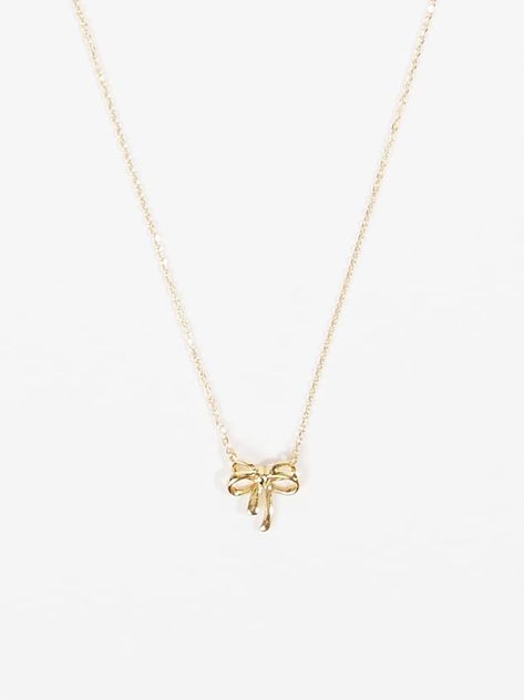 Dainty Bow Necklace in Gold | Arula Bow Necklace Gold, Gold Bow Necklace, Golden Bow, Doll Eye Makeup, Gold Girl, Dream Outfits, Bow Necklace, Bow Jewelry, Doll Eyes