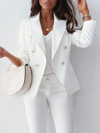 Ladies Blazer, Types Of Coats, All White Outfit, Pantsuits For Women, Blazer Outfits, Type Of Pants, White Blazer, Business Casual Outfits, Suit Fashion