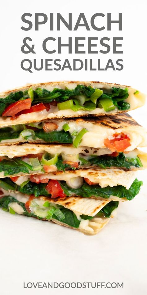 Quesadilla With Avocado, Spinach Cheese Quesadilla, Spinach Quesadilla Recipes, Quick And Easy Quesadilla Recipes, Quesedias Recipe Vegetarian, Spinach Mushroom Quesadilla, Family Friendly Vegetarian Meals, Dinner Recipes Quesadilla, Vegetarian Quesadilla Recipes