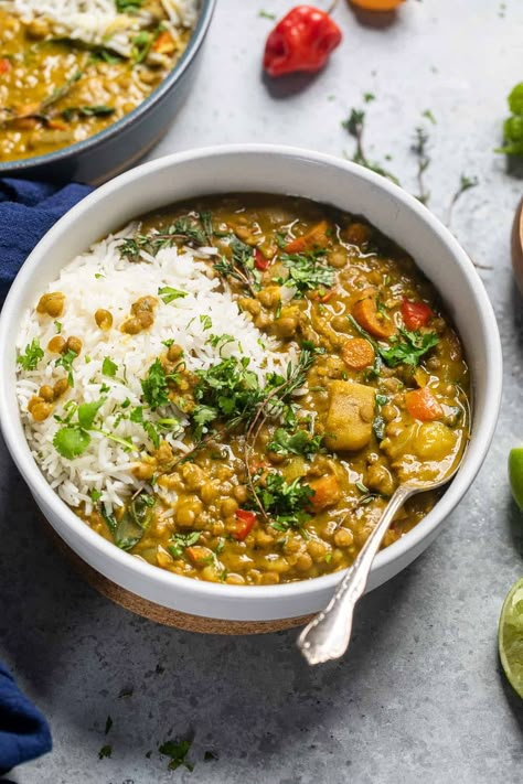 Jamaican Lentil Curry, Jamaican Lentil Soup, Jamaican Curry Lentils, Stewed Lentils Caribbean, Jamaican Ital Food, Lentil And Potato Curry, Jerk Lentils Vegan, Vegan Jamaican Curry, Vegan Jamaican Food Recipes