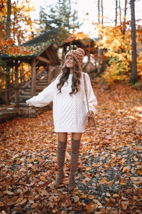 The “It” Dress for Fall – Southern Curls & Pearls Fall Photo Ideas, Fall Presets, Caitlin Covington, Fall Photo Shoot Outfits, Southern Curls And Pearls, Instagram Presets, Dress For Fall, Cable Knit Sweater Dress, Winter Photoshoot