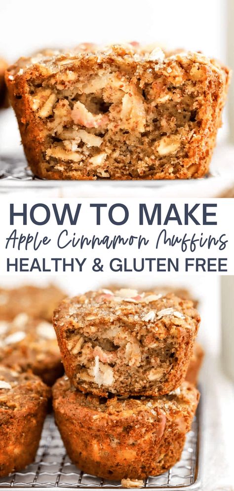 Oat Flour Apple Cinnamon Muffins, Gluten Free Muffins Healthy, Gluten Free Apple Muffins, Apple Oats, Pumpkin Protein Muffins, Apple Muffins Healthy, Fall Muffins, Apple Recipes Healthy, Gluten Free Apple