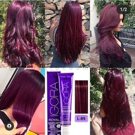 Burgandy Purple Hair, Burgundy Hair Color Formula, Hair Dye Hacks, At Home Hair Color Ideas, Violet Red Hair, Red Violet Hair Color, Home Hair Color, Pelo Color Vino, Hair Color Swatches