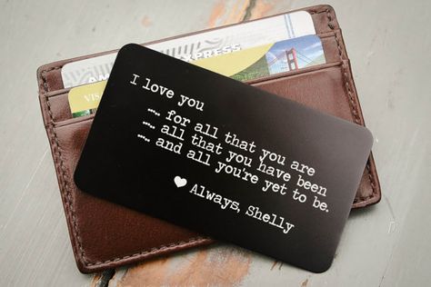 Personalized Wallet Card, Metal Wallet Insert, Engraved Wallet Card, Custom Wallet Insert: Valentine Engraved Wallet Insert, Personalized Wallet Card, Deployment Gifts, Wallet Insert, Engraved Wallet, Anniversary Gift For Him, Custom Wallet, Diy Gifts For Boyfriend, Personalized Wallet