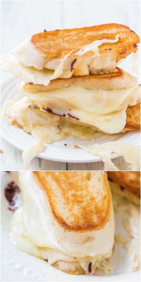 Cheese Lover's Fontina and Mozzarella Grilled Cheese Sandwich - Warm, gooey comfort food at its finest! Best & cheesiest grilled cheese ever! Mozzarella Grilled Cheese, Averie Cooks, Grilled Cheese Sandwiches, Fontina Cheese, Grilled Sandwich, Gooey Cheese, Burgers Sandwiches, Cheese Sandwich, Cheese Lover