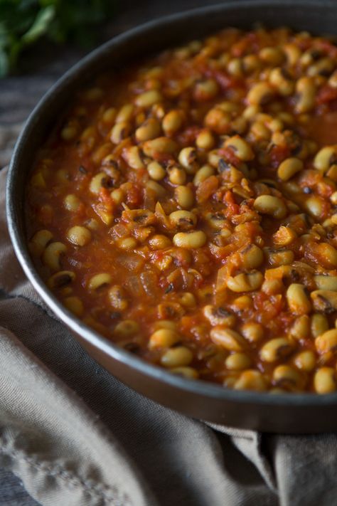 Vegan Black-Eyed Bean Stew | Heartful Table Blackeyed Pea Recipes, Cream Substitute, Vegan Winter Recipes, Sour Cream Substitute, Fried Plantain, Vegan Chilli, Black Eyed Beans, Black Eyed Pea, Vegan Recipes Plant Based