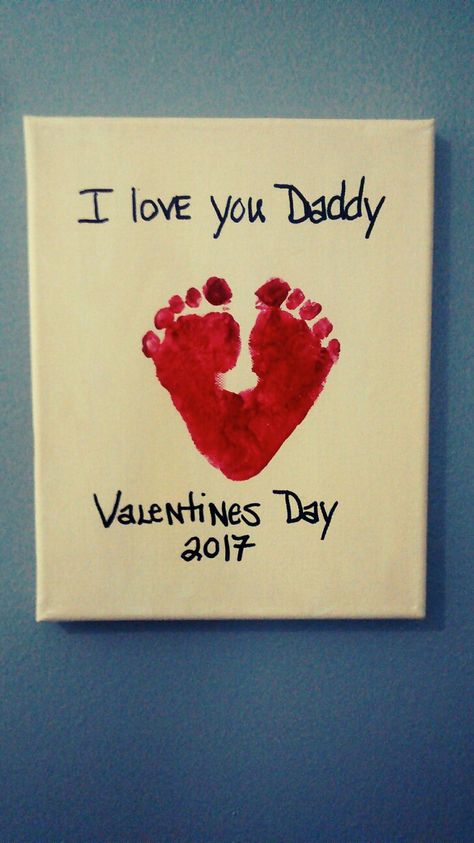 Baby Footprint Art Valentines Day, Baby Footprint Valentines Crafts, Valentines Baby Crafts For Dad, Valentine Baby Crafts Simple, Valentine’s Day Crafts For Babies For Dad, Baby To Dad Valentines Gift, Baby Valentines Arts And Crafts, Valentine's Baby Crafts, Valentine’s Baby Craft