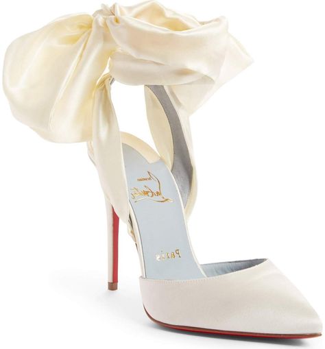 DOUCE DU DESERT ANKLE TIE PUMP - Christian Louboutin Wedding Shoes: Luscious Red Sole Designs https://www.loveandlavender.com/2018/01/christian-louboutin-wedding-shoes/ Louboutin Wedding Shoes, Louboutin Wedding, Christian Louboutin Wedding, Christian Louboutin Wedding Shoes, Heels Christian Louboutin, Designer Wedding Shoes, Wedding Shoes Comfortable, Dr Shoes, Louboutin Heels