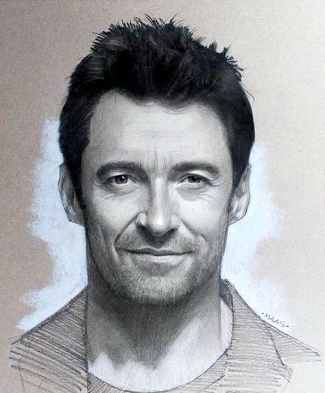 Hugh Jackman Portrait Au Crayon, Drawing Celebrity, 심플한 그림, Tumblr Drawings, Drawing Ideas Easy, Realistic Pencil Drawings, Portrait Drawings, Charcoal Portraits, Celebrity Drawings