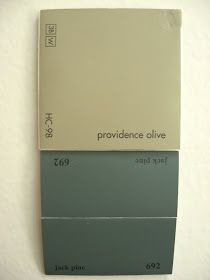 Blue to go with providence olive - jack pine Benjamin Moore bm paint Jack Pine Benjamin Moore, Dining Room Turned Sitting Room, Jack Pine, Parlor Room, Paint Colors For Living Room, Cabin Fever, Exterior House Colors, Rustic Cabin, Benjamin Moore