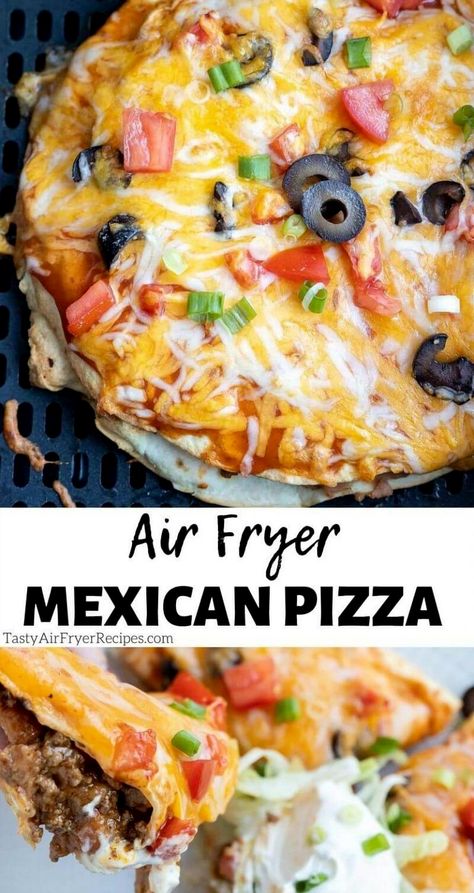 Craving a flavorful twist on pizza night? Try this mouthwatering Mexican pizza that you can easily whip up in your air fryer. Packed with zesty flavors, this recipe combines the best of Mexican cuisine with the convenience of a classic pizza. Perfectly crispy on the outside and loaded with your favorite toppings like seasoned beef, melty cheese, and fresh veggies, it's a quick and satisfying meal for any night of the week. Whether you're hosting a casual dinner or looking for a fun family meal, this air fryer Mexican pizza is sure to impress and leave everyone asking for seconds. Air Fryer Mexican, Mexican Pizza Recipe, Mexican Pizza, Classic Pizza, Tortilla Recipe, Melty Cheese, Low Carb Diet Recipes, Pizza Recipe, Easy Weeknight Meals