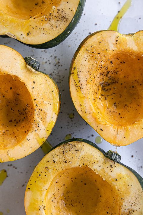 Learn How to Cook Acorn Squash in the oven with this easy-to-follow guide and recipe. Delicious, tender, and made with just two simple ingredients, the whole family will love this healthy and nutrient-dense, winter side dish recipe. How To Peel Acorn Squash, Roasting Acorn Squash Oven, Cook Acorn Squash In Oven, Roast Acorn Squash Oven, Acorn Squash Recipe Baked, How To Cook Acorn Squash, Roasted Acorn Squash Recipes, Cooking Acorn Squash, Acorn Squash Puree