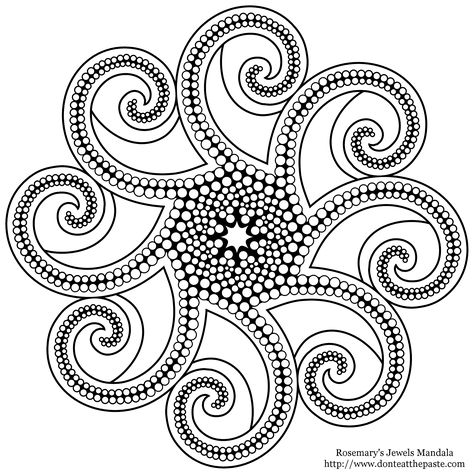 A lot of the coloring pages on this site are more advanced, and fantastic for adults. Description from donteatthepaste.com. I searched for this on bing.com/images Octopus Tentacles Drawing, Mandala Stencils, Design Mandala, Painting Templates, Mandala Dots, Dot Art Painting, Mandala Painting, Art Template, Mandala Coloring Pages