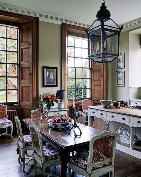 Jane French Home on Instagram: “Beautiful light filled room, love the oversized lantern and shutters. Ven House #janefrenchhome #chezorleans #lantern #frenchkitchen…” Traditional Shutters, Interior Window Shutters, Georgian Mansion, Mid Century Furnishings, Casa Country, Morning Room, Interior Design Guide, Window Shutters, French Cottage