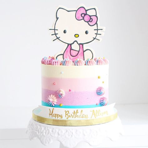 Kitty Theme Cake, Hello Kitty Theme Cake, Birthday Cakes Girls Kids, Kitty Birthday Cake, Hello Kitty Theme, Hello Kitty Theme Party, Camo Wedding Cakes, Royal Icing Cakes, Hello Kitty Birthday Cake