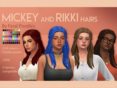 feralpoodles' Mickey Hair Ts4 Maxis Match Cc, Maxis Match Hair, Sims 4 Female Hair, Anna Hair, Sims 4 Cas Cc, Sims 4 Cas Mods, Sims 4 Cc Hair, Sims 4 Game Mods, Sims 4 Mm Cc